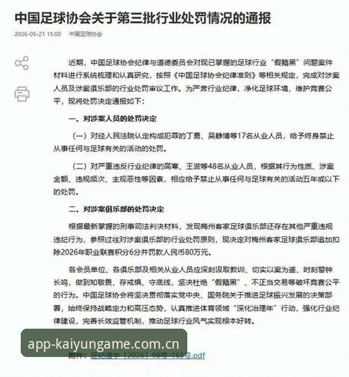 凯运官方下载 中国足协第三批禁足名单出炉,看球必备知识分享
